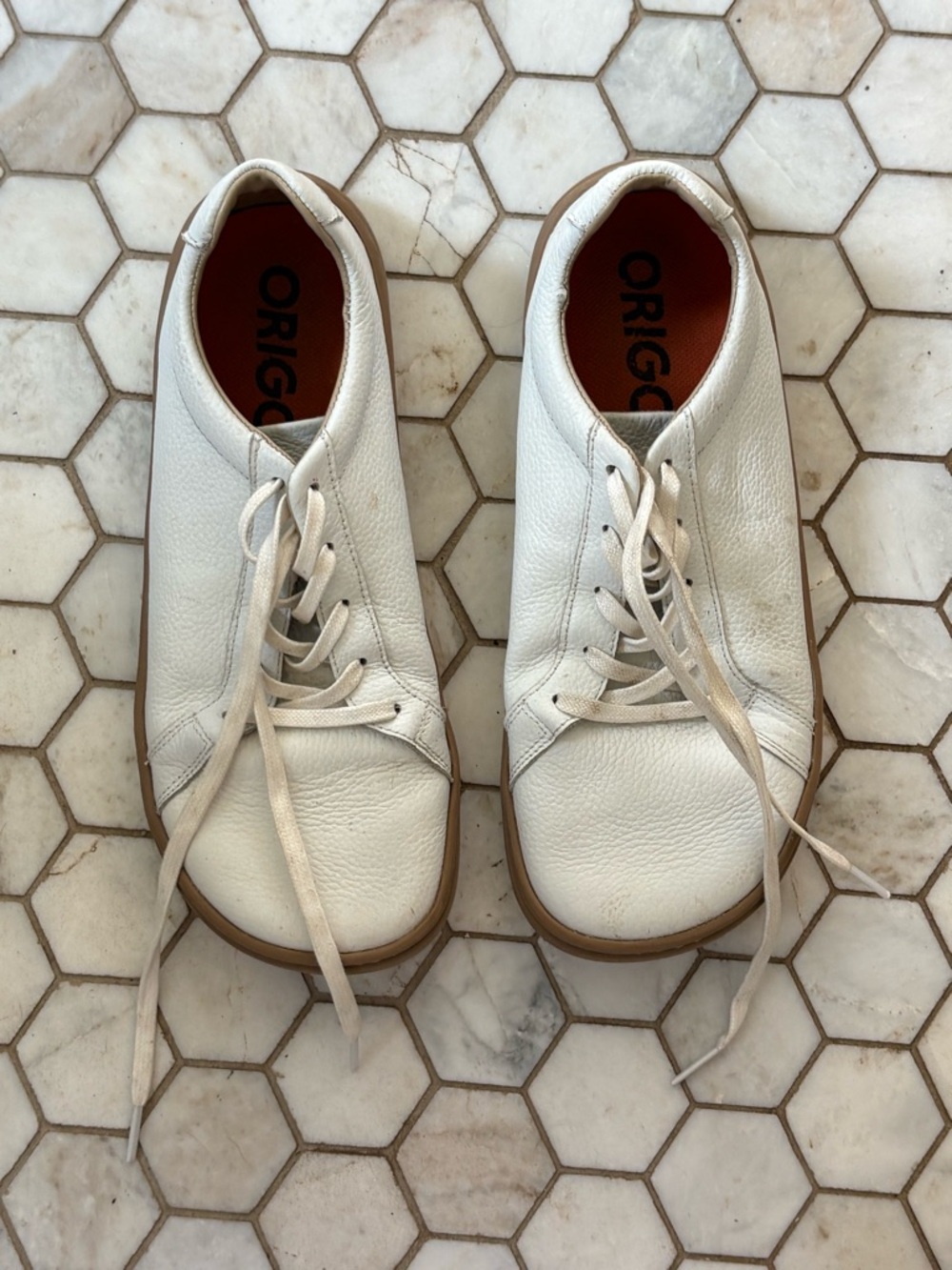 Original White Leather Barefoot Lace-Up Sneakers for Women